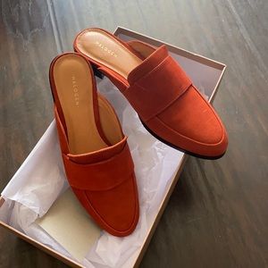 Halogen new in box rust/orange suede slip on mule